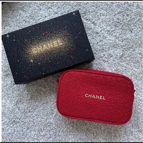 chanel red makeup bag|Chanel makeup gift box.